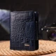 Вертикальный женский кошелек CANPELLINI из натуральной кожи с тиснением под крокодила с монетницей Синий (bg216fash77) - изображение 13