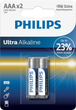 Батарейка Philips Ultra Alkaline AAA BLI 2 (LR03E2B/10) - зображення 1