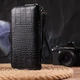 Горизонтальный кошелек для женщин из натуральной фактурной кожи под крокодила CANPELLINI 21623 Черный - изображение 4