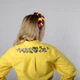 Женская туника с длинным рукавом, с пояском, вышивка - колокольчики, ткань оникс, цвет - желтый, размер 48-50, Світлана-К - изображение 5
