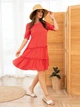 Платье короткое летнее женское ISSA PLUS 13967 XL Коралловое (issa2007682409853) - изображение 3
