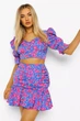 Топ на пуговичках в цветы Boohoo Синий (10318 M/44) - изображение 3