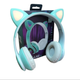 Наушники Bluetooth CAT EAR RGB беспроводные с подсветкой кошачьи ушки Бирюзовые - изображение 4