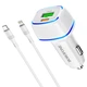 Авто зарядний пристрій з швидкою зарядкою + кабель Lightning BOROFONE BZ14A |USB/Type-C, PD20W+QC3.0| Білий - зображення 3