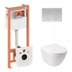 Набор Qtap инсталляция 3 в 1 Nest QT0133M425 с панелью смыва круглой QT0111M11111SAT + унитаз с сиденьем Jay QT07335176W - изображение 1