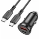Автомобільне ЗУ АЗП з кабелем Type-C to Type-C BZ18A PD QC3.0 (1USB 1Type-C) 1m Black(BZ18ACCB) - зображення 1