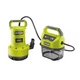 Насос для чистої та брудної води Ryobi RY18SPA-0, ONE+ 18В, 4200 л/г, вис 8 м, глиб. 5 м, штуцер 1", таймер відключення, захист сухого ходу (без АКБ та ЗУ), 4 кг - зображення 1