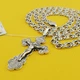 Комплект товста срібна цепочка з хрестиком чоловіча на шию срібло бісмарк чорнена 60 см 3462+1057/32/60 - зображення 12