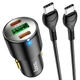 Автомобильное зарядное устройство Hoco NZ6 + кабель Type-C на Type-C (PD 45W, 2Type-C+USB, в прикуриватель, с индикатором, с быстрой зарядкой) - Черный - изображение 1