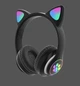 Беспроводные детские MP3 наушники с кошачьими ушками Cat Ear STN-28 с подсветкой чёрные - изображение 2