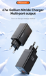 Мережевий зарядний пристрій Toocki GaN 67W 1USB + 2Type-C Black - зображення 2