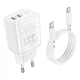 Сетевое зарядное устройство Borofone BN9 Reacher 2Type-C, QC/PD, 35W, 3A адаптер с Type-C кабелем 1m Белый - изображение 3