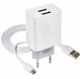 Сетевое зарядное (СЗУ) XO 2в1 micro 2USB/2.4A (L65) белый - изображение 1