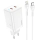 Сетевое зарядное (СЗУ) Устройство Hoco N23 GAN Starlight PD45W Type-C to Lighting Белый - изображение 1
