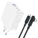 Мережевий зарядний пристрій з кабелем ACEFAST A37 PD100W GaN (3*CUSB-C+USB-A) charger set White (6974316281672) - изображение 1
