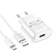 СЗУ HOCO C109A Fighter 1USB/18W/QC3.0/Micro Cable White - зображення 1