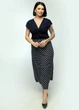 Трикотажная блузка с драпировкой For women М-101 48 Темно-синий - изображение 6