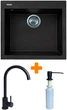Кухонная мойка ADAMANT Univer черная c сифоном Nova + кухонный смеситель и дозатор - изображение 1