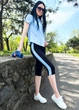 Жіночий літній костюм бриджі та футболка GF07928 колір чорно-блакитний, розмір 42/44 - зображення 4