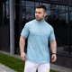 Мужская льняная рубашка с коротким рукавом голубая XL 1-0416-XL - изображение 1