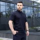 Мужская льняная рубашка с коротким рукавом темно-синяя M 1-0415-M - изображение 3