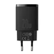Мережевий зарядний пристрій адаптер Baseus QC3.0+PD3.0 20W USB+Type-C 3A швидка зарядка для телефону чорний - зображення 3