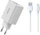Мережевий зарядний пристрій Proda PD-A28i 2 х USB порти 2.4 A + USB Ligthtning кабель 1 м Білий - зображення 3