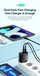 Швидкий зарядний пристрій Toocki GaN 65W QC4.0 PD3.0 TypeC+USB для смартфона планшета ноутбука (6975600785067) - зображення 2
