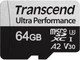 Карта пам'яті Transcend microSD 64GB C10 UHS-I U3 A2 R160/W80MB/s + SD - зображення 2
