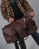 Спортивна дорожня сумка з кишенею для взуття 35L Brown на 2 відділення зерниста - зображення 5