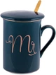 Кружка фарфорова Coffee Prelude "Mr" 380мл з кришкою та ложкою, синя - зображення 1