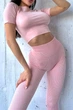 Легінси безшовні в рубчик з Push Up ефектом GIULIA Leggings RIB 02 Gossamer Pink S/M Рожеві - изображение 2
