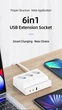 Зарядний пристрій Usams 6в1 65W Super Si Fast Charging (1xUSB, 2xType-C+ 3 розетки) - зображення 8