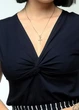 Трикотажная блузка с драпировкой For women М-101 48 Темно-синий - изображение 5