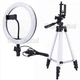 Набор для блогера светодиодная лампа кольцевого света Ring Fill Light D=20см с гибким держателем для смартфона и штативом 103 см Серебристо-черный М20-3110 - изображение 1
