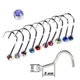 Серьга для пирсинга носа нострил (улитка) из медицинской стали синий камень - изображение 2