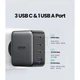 Зарядний пристрій UGREEN CD226/40747 USB+3xType-C 5A універсальний Чорний - зображення 2