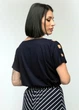Трикотажна блузка For women М-101 70 Темно-синій з принтом метелики - зображення 2