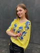 Патріотична жовта вишиванка з коротким рукавом і синьою вишивкою "Азалія" 11832-52 (XL) - зображення 2