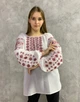 Украинская шифоновая женская вышиванка белая с красной вышивкой "Мелания" 8484-44 (М) - изображение 2