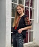 Традиційна жіноча вишиванка чорна шифонова з трояндами "Мелашка" рукав короткий 822-58 (3XL) - зображення 2