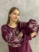 Женская вышиванка цвета марсала "Ласточки счастья" на домотканом полотне 11544-50 (ХL) - изображение 2