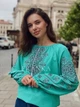 Стильная женская вышиванка на легком бирюзовом шифоне "Марсела" 11949-48 (L) - изображение 4