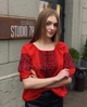 Сучасна вишиванка жіноча червона з коротким рукавом на легкому шифоні "Орина" 6627-58 (3XL) - зображення 1
