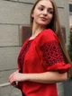 Сучасна вишиванка жіноча червона з коротким рукавом на легкому шифоні "Орина" 6627-58 (3XL) - зображення 2