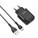 Сетевое зарядное устройство с кабелем HOCO C72Q Glorious single port QC3.0 charger set(Type-C) 18W Black (6931474732545) - изображение 1