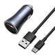 Автомобильный АЗП Baseus Golden Contactor Pro 40W USB + Type-C + Cable Type-C 5A (1m) dark gray - изображение 4