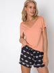 Піжама (сорочка + шорти) Aruelle Moira pajama short S Рожевий/Чорний/Бежевий (5904541438771) - зображення 1