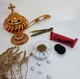 Кадильница под золото + ладан с Афона + уголь кадильный + щипчики - изображение 1