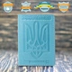 Кожаная обложка на id паспорт, для документов (права, техпаспорт) Герб, Тризуб, голубой Villini 019 - изображение 4